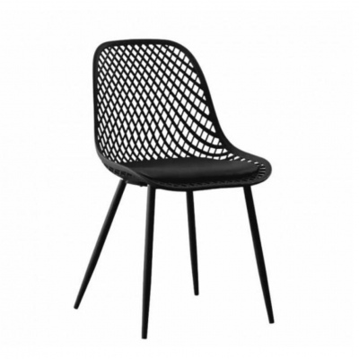 Silla Negra Metálica Con Cojín Acolchado